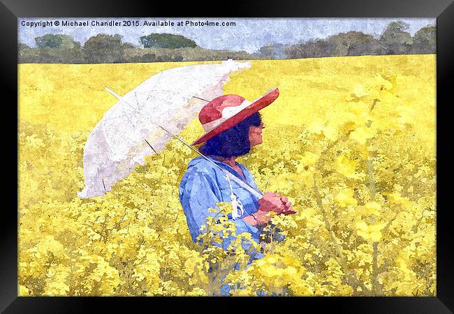  Girl in yellow with parasol Framed Print by Michael Chandler