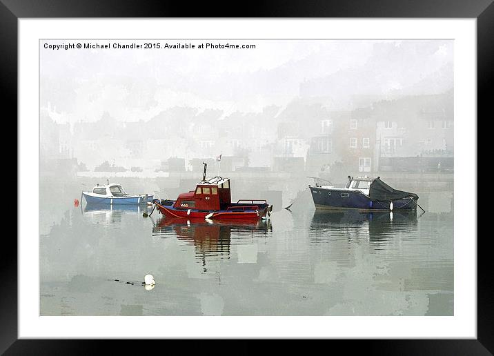  Boats in mist at Shoreham Framed Mounted Print by Michael Chandler