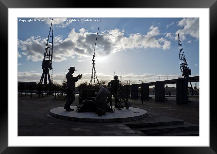  Docklands Tribute Sculptures. Framed Mounted Print by Peter Jones