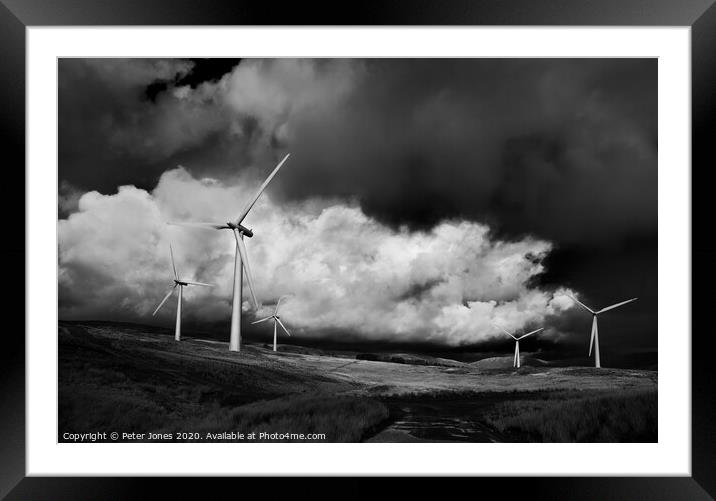 Wind Farm, Cumbria. Framed Mounted Print by Peter Jones