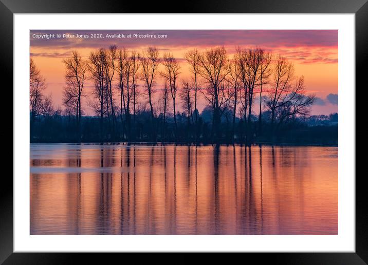 Wilstone Reservoir Winter Light. Framed Mounted Print by Peter Jones