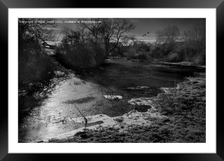 River Chess in Winter. Framed Mounted Print by Peter Jones