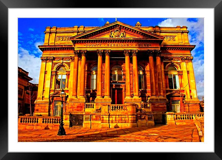 A digitally converted painting of Sessions House i Framed Mounted Print by ken biggs