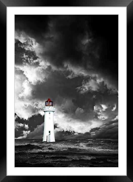Lighthouse with approaching dramatic storm clouds Framed Mounted Print by ken biggs