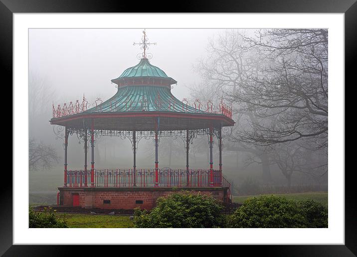 Park bandstand on a foggy winters day Framed Mounted Print by ken biggs