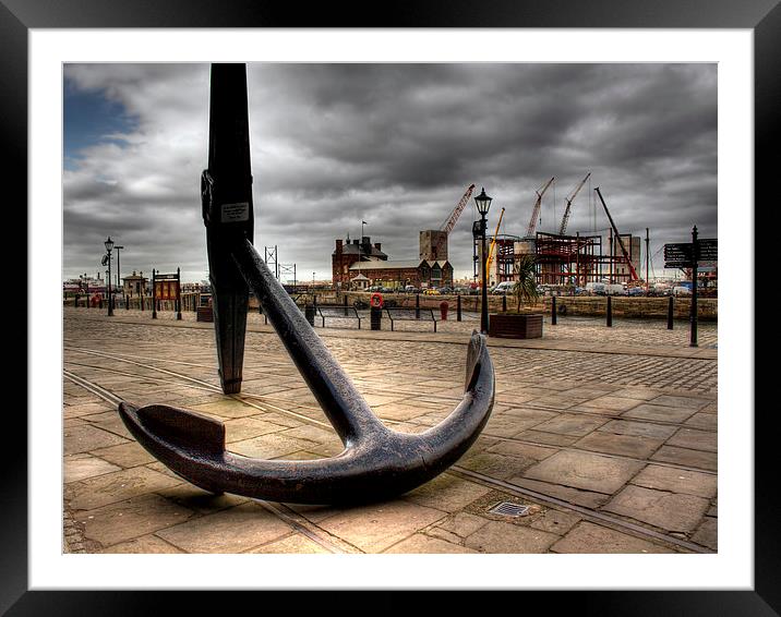 HDR image of a very large ships anchor Framed Mounted Print by ken biggs