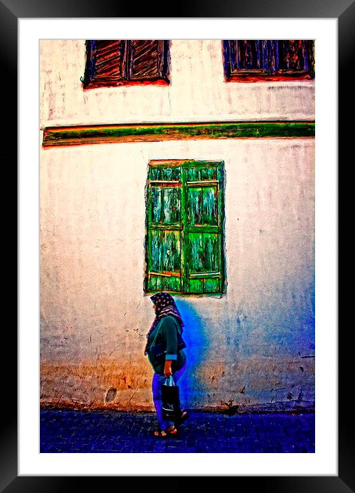 elderly woman in a Turkish village street Framed Mounted Print by ken biggs