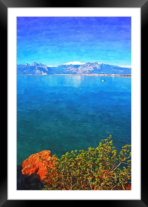 snow covered mountains in Antalya Turkey Framed Mounted Print by ken biggs