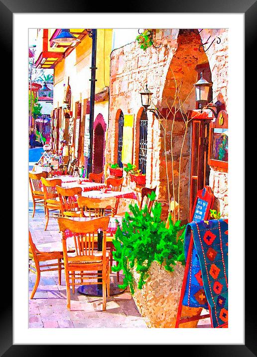 cobbled back streets of Kaleici in Antalya Turkey Framed Mounted Print by ken biggs