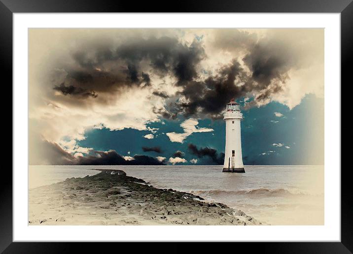 Fort Perch Lighthouse on the River Mersey Liverpoo Framed Mounted Print by ken biggs