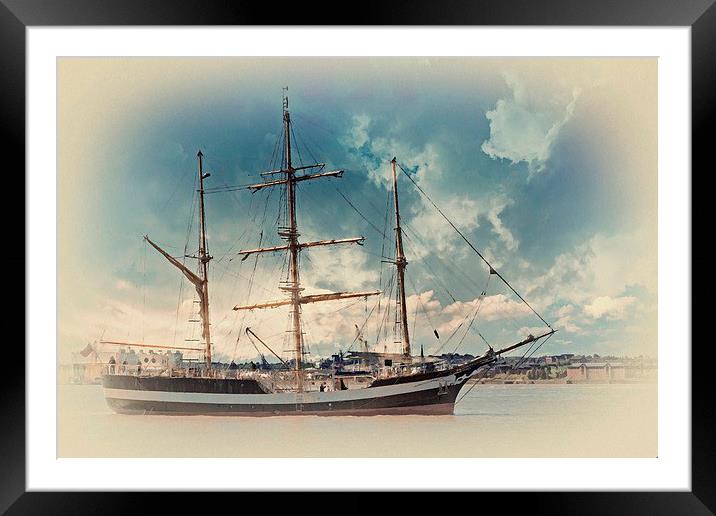 A tall ship on the river mersey Framed Mounted Print by ken biggs