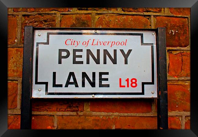 Penny Lane street sign in Liverpool UK Framed Print by ken biggs