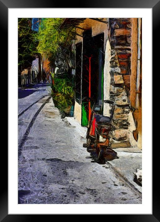 A digital painting of a Rundown Turkish village st Framed Mounted Print by ken biggs