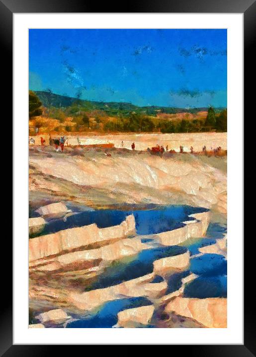 Image in painting style of a View of Pamukkale Tur Framed Mounted Print by ken biggs