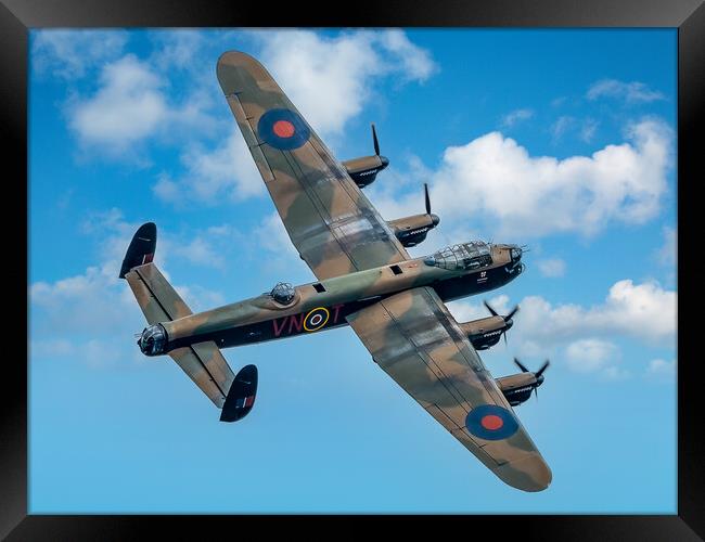 Lancaster Bomber PA474 in the sky Framed Print by Andrew Scott