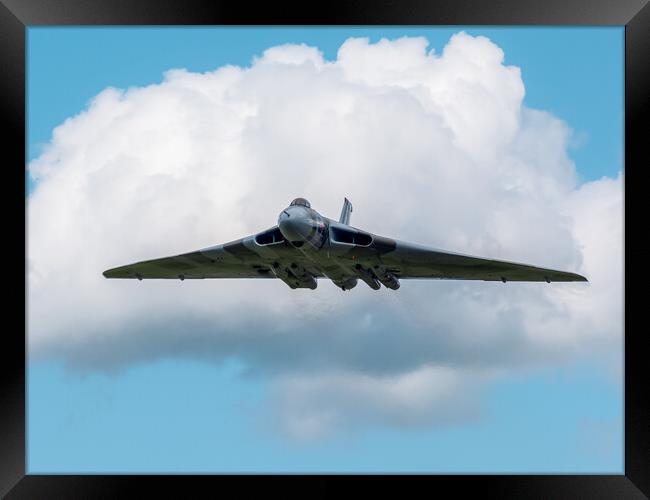 AVRO Vulcan XH558 head on Framed Print by Andrew Scott