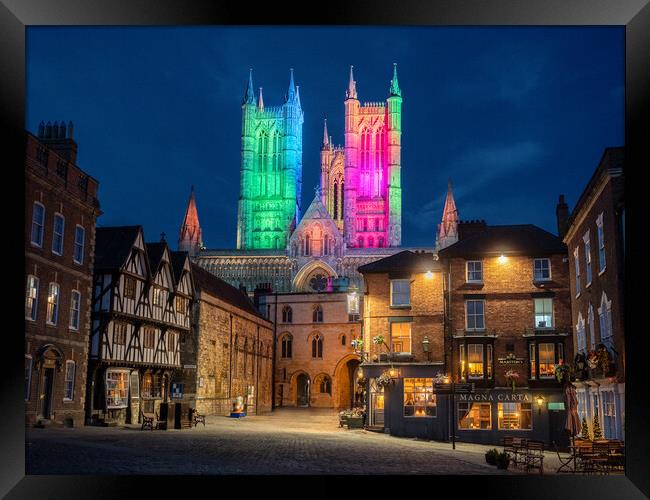Lincoln Cathedral - Rainbow Colours for Pride Framed Print by Andrew Scott