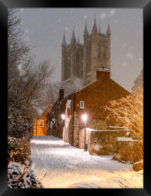 Lincoln and Lincoln Cathedral in the snow Framed Print by Andrew Scott