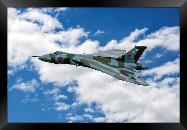  AVRO Vulcan XH558 high over Lincolnshire skies Framed Print by Andrew Scott