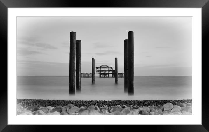 Brighton, West Pier at dusk Framed Mounted Print by Andrew Scott