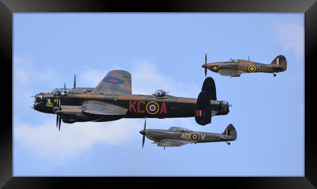 Lancaster PA474 and BBMF's hurricance and spitfire Framed Print by Andrew Scott