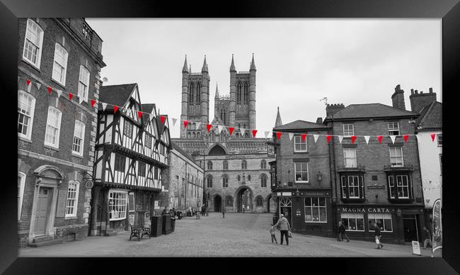 Lincoln Cathedral - Red and White Bunting Framed Print by Andrew Scott