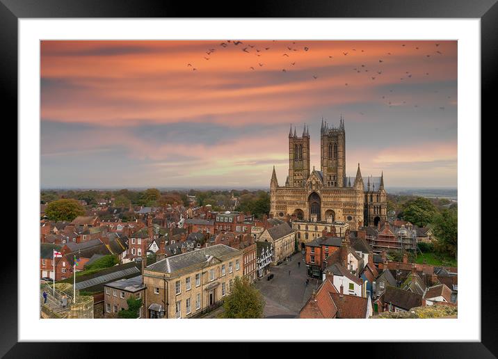 Lincoln Cathedral as sun is setting Framed Mounted Print by Andrew Scott