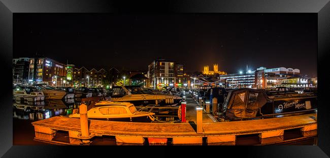 Lincoln and the Brayford Pool at night Framed Print by Andrew Scott