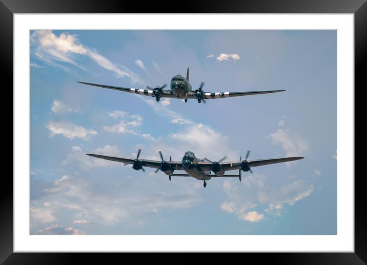 Lancaster Bomber and Douglas Dakoka of the BBMF Framed Mounted Print by Andrew Scott