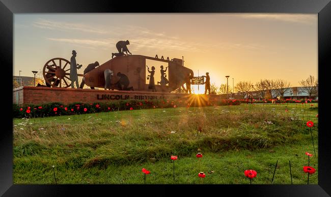 Lincoln Tank Memorial - The Poppy Tribute Framed Print by Andrew Scott