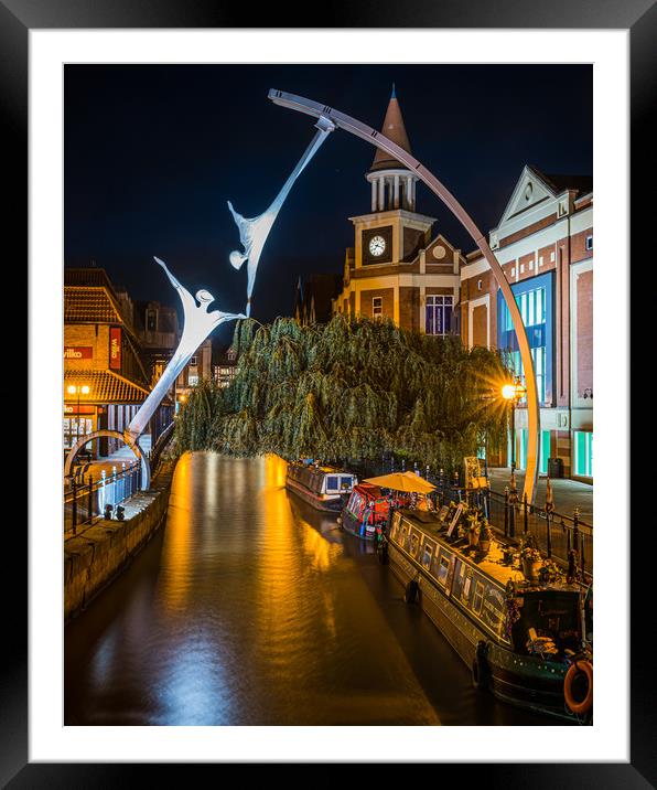 Waterside, Lincoln, at night Framed Mounted Print by Andrew Scott