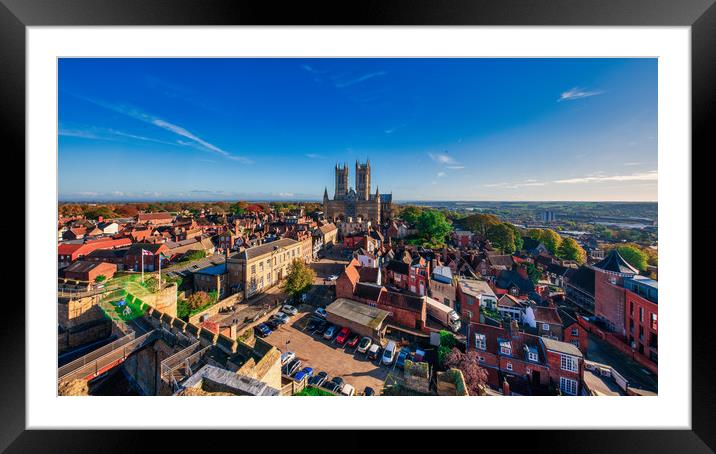 Lincoln Cathedral and the Lincolnshire countryside Framed Mounted Print by Andrew Scott