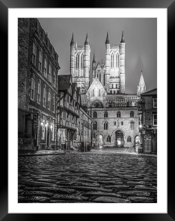 Lincoln Cathedral in black and white Framed Mounted Print by Andrew Scott