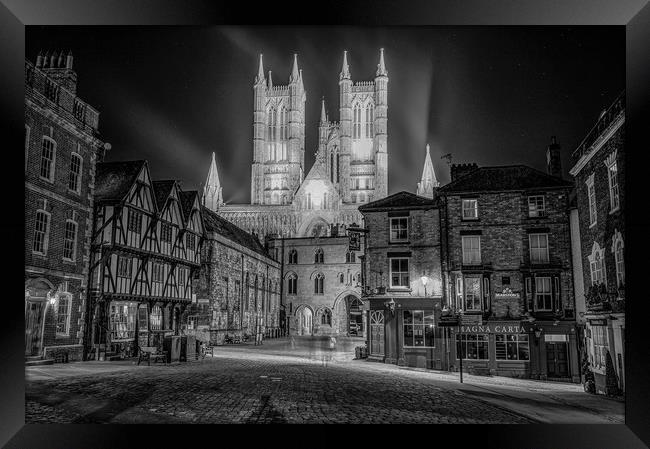 Lincoln Cathedral in black and white Framed Print by Andrew Scott