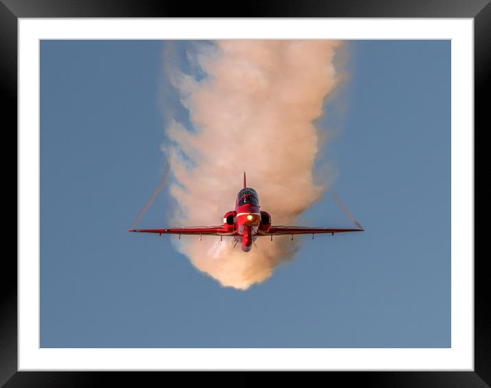 RAF Red Arrow's jet - head on Framed Mounted Print by Andrew Scott