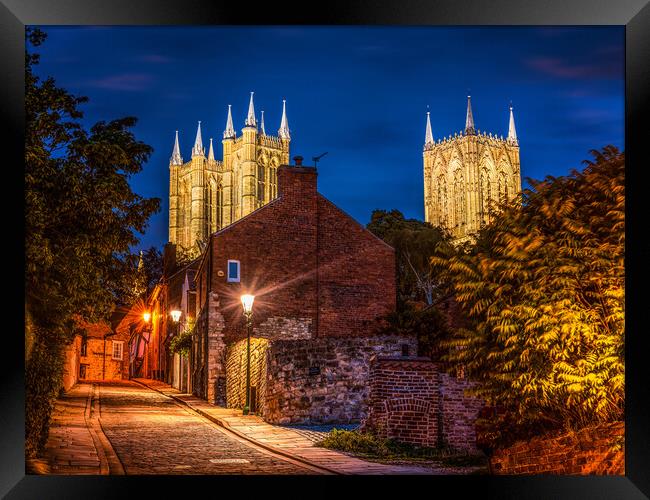 Lincoln Cathedral at night  Framed Print by Andrew Scott