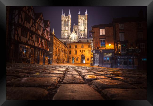 Lincoln Cathedral and the cobbles Framed Print by Andrew Scott