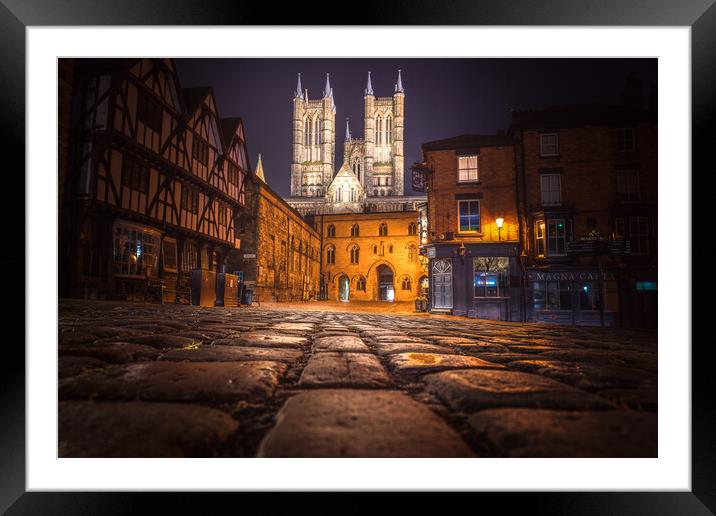 Lincoln Cathedral and the cobbles Framed Mounted Print by Andrew Scott