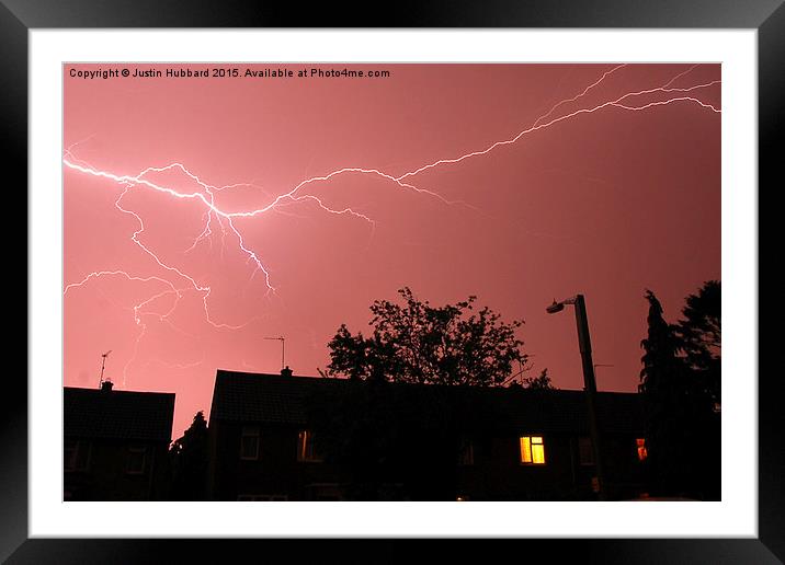 Lightning Over Harlow, Essex, UK 01 Framed Mounted Print by Justin Hubbard