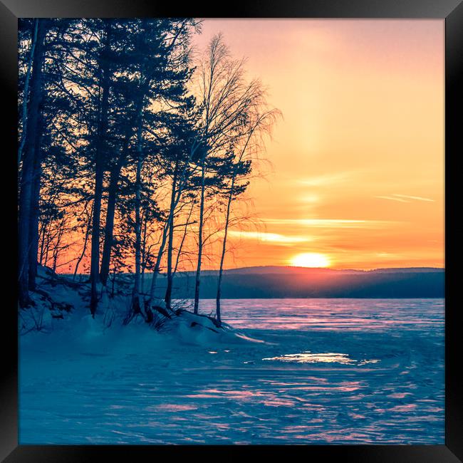  Winter sunset on the forest lake Framed Print by Svetlana Korneliuk