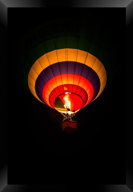 Night hot air balloon adventure Framed Print by Svetlana Korneliuk