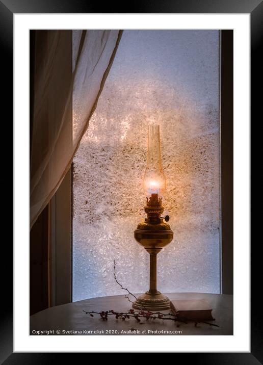 Frozen night window Framed Mounted Print by Svetlana Korneliuk
