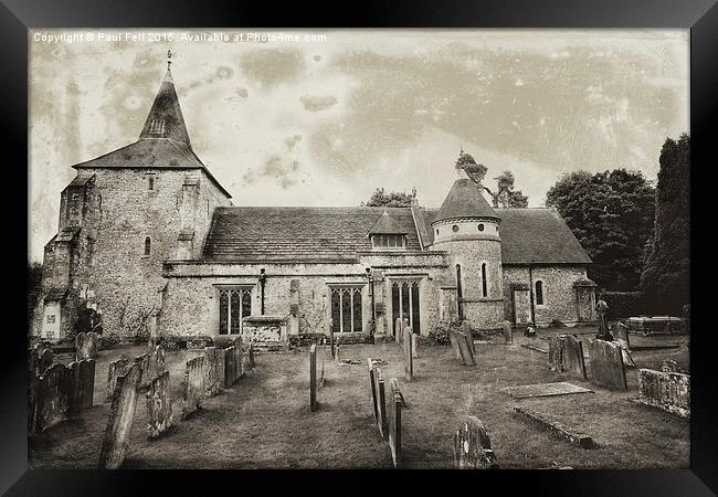 Old English Church and Grave Yard Framed Print by Paul Fell