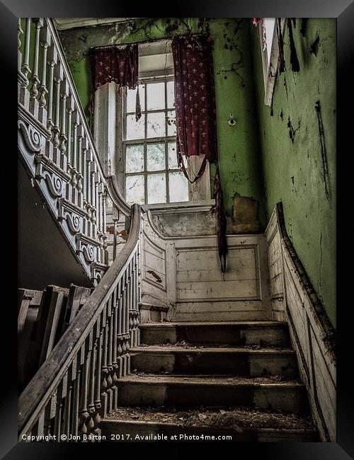 The manor stairs. Framed Print by Jon Barton