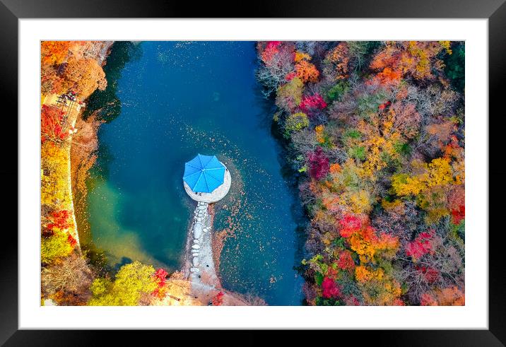 aerial view of Naejangsan park in autumn season  Framed Mounted Print by Ambir Tolang