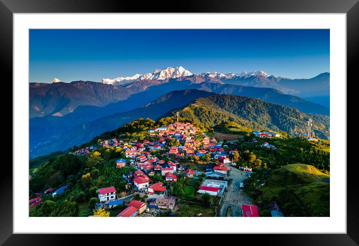 Aerial view of Ghalegaun village Framed Mounted Print by Ambir Tolang