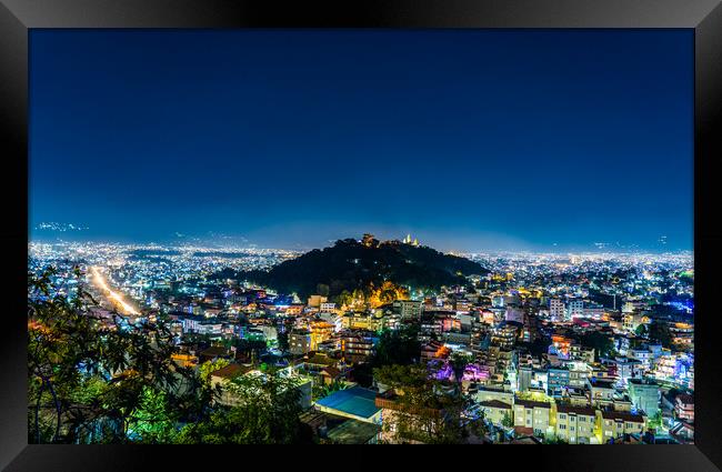 Night view of kathmandu city Framed Print by Ambir Tolang