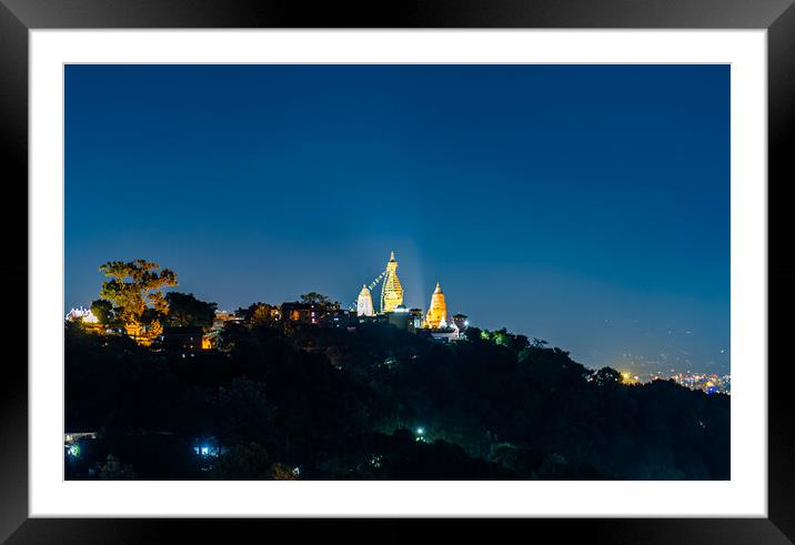 Night view of kathmandu city Framed Mounted Print by Ambir Tolang