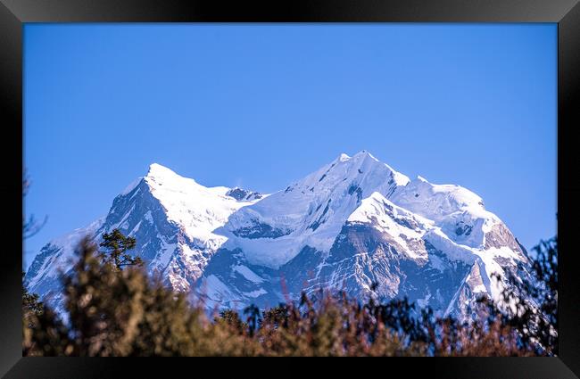 landscape view of snow covered mountain rainge Framed Print by Ambir Tolang