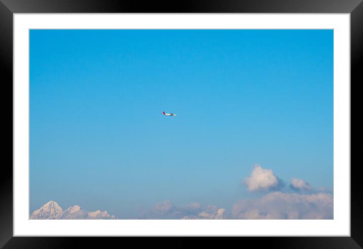blue sky and plane  Framed Mounted Print by Ambir Tolang